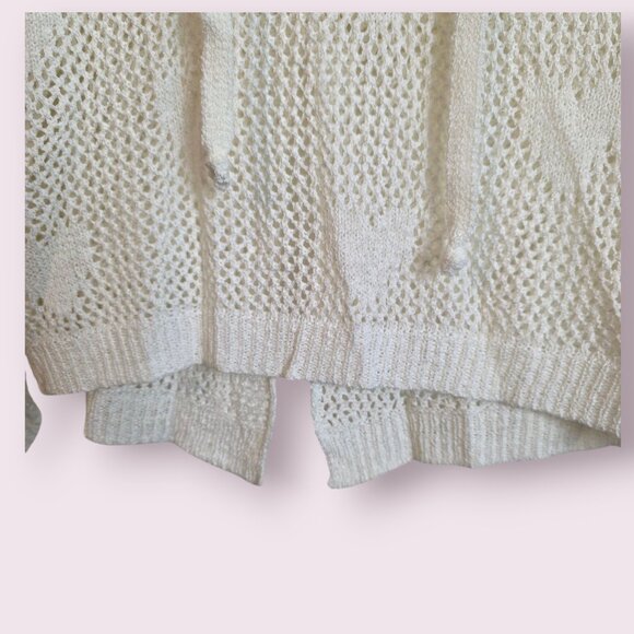 Pol Womens Heart Pull Over Split Back Knit Hoodie Cropped Hoodie White Small Top - Picture 7 of 13